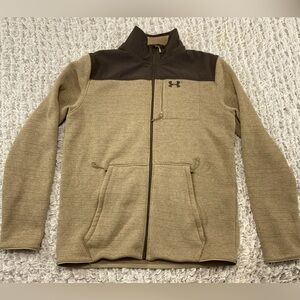 UnderArmour zip jacket like new Tan/brown Polartec warmth chest 3pocket w/zips L